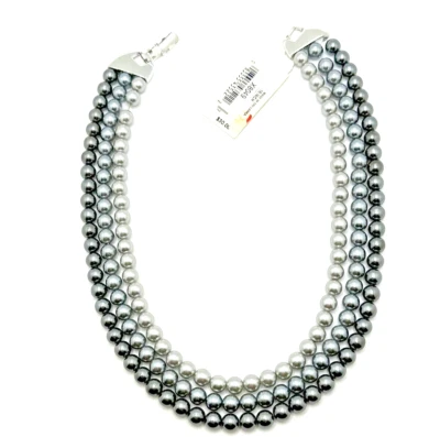 NEW NAPIER Gray Bead Choker Necklace Triple Strand Statement 16" NWT NOS - Image 1 of 4
