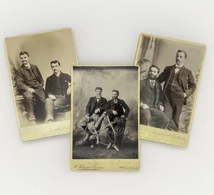 Tarjetas de gabinete de la era victoriana tíos Will & John con amigos interés gay Londres Reino Unido - Imagen 1 de 11