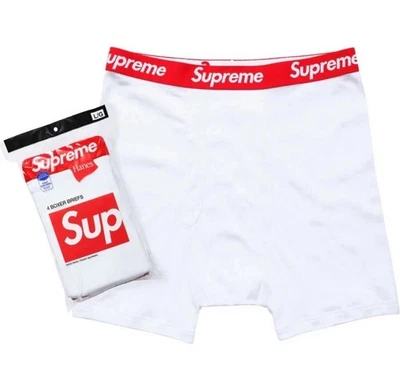 全新 Supreme x Hanes 平角内裤 | 4 包 | 黑白 | 尺寸 S-XL — 第 1/4 张图片