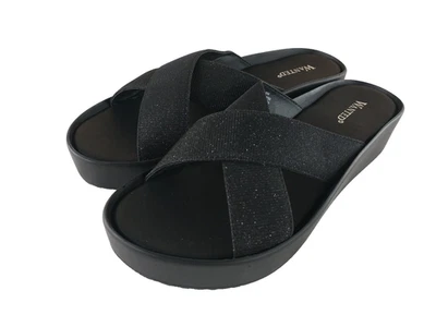 Sandalias negras para mujer talla 9 de Wanted brillo correa cruzada modelo Moonlite NUEVAS Foto 1 de 4