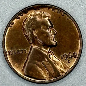 1968 D Mint Mark Circulated Red Lincoln Penny - Picture 1 of 4