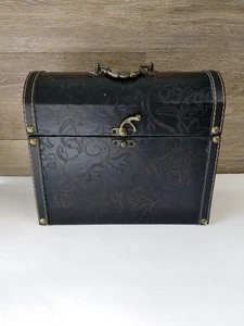 Wooded Storage Box Wrapped in Leather Embossed - Picture 1 of 6