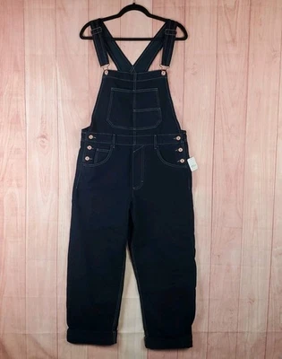 Free People We The Free Ziggy Bib Overalls Women Medium Navy Blue Denim Cotton - Image 1 of 4