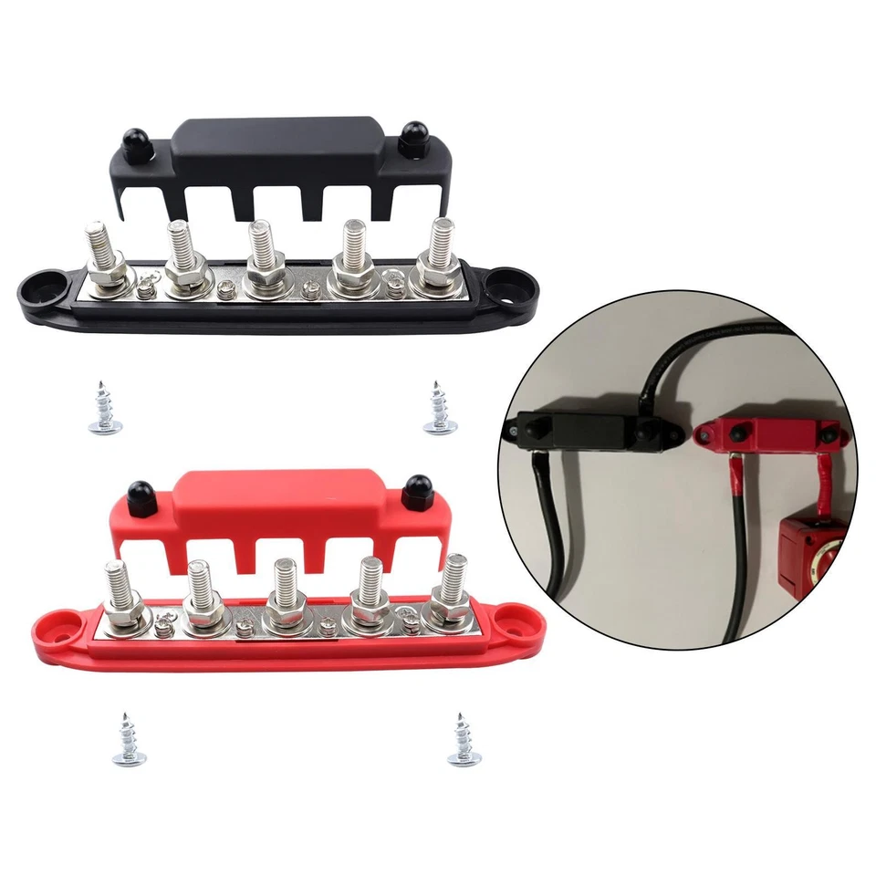 2x Bus Bar Power Distribution Blocks with Cover Post 48V 300A Busbar for Truck - Image 1 of 1