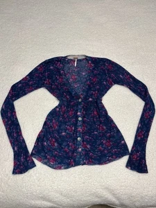 Cárdigan Top Free People Mujer Morado Floral Mezcla Lana - Imagen 1 de 10