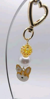 钱包小饰品黄色橙色串珠钥匙扣小饰品钥匙圈登山者狗爱好者美国 — 第 1/3 张图片