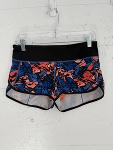 Lululemon Shorts Womens 4 Black Blue Pink Speed Up Printed Run Athletic Gym - Picture 1 of 5