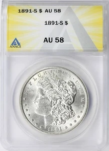 1891-S $1 Dollaro Morgan ANACS AU58 - Foto 1 di 4