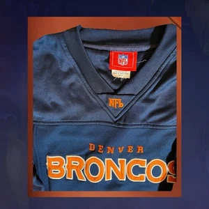 Vintage NFL Broncos Stadium Tailgate Fleece Shirt Orange Blau Med Upcycle Gut - Bild 1 von 10