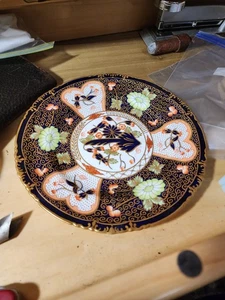 RARO antico piatto corona reale Derby IMARI 4591 fiori verdi 8 1/2" circa 1920 - Foto 1 di 14
