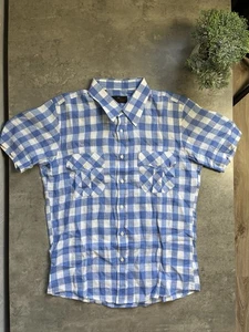 Vintage Etro Milano Mens Check Short Sleeve Linen Shirt Size XL - Picture 1 of 8