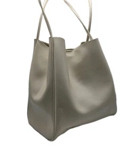 Oversize Slouchy Tasche Schultertasche Creme Polyurethan Boho - Bild 1 von 8