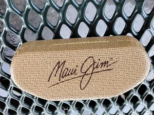 Vintage XL Maui Jim SunglassClam Shell Brown Hard Case Straw Hat Design - Picture 1 of 8
