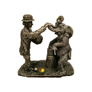 Emmett Kelly Jr Pewter Balancing Act Too Silver Plated Made UK Elephant Clown 2 - Picture 1 of 3