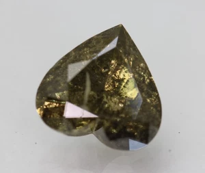 Zertifiziert 2,30 Karat dunkelgelb grün Herz verbesserter natürlicher Diamant 9,08 x 8,77 mm 2 VG - Bild 1 von 4