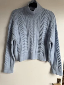 Barbour Knitted Jumper Light Blue UK 10 Cotton Wool Mix - Picture 1 of 3