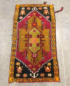 Tappeto di preghiera area tribale turca vintage anni 30-40 44" × 23" - Foto 1 di 8