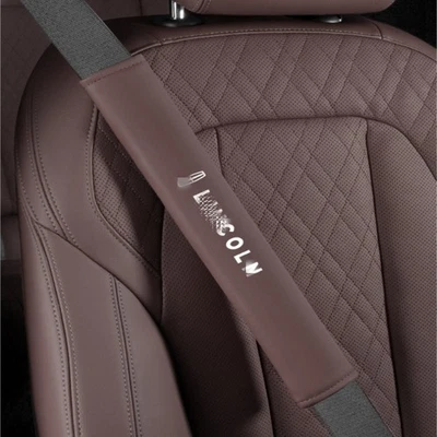 NEW Leather Car Seat Belt Shoulder Pads Covers Cushion Protector For Lincoln - Image 1 of 4