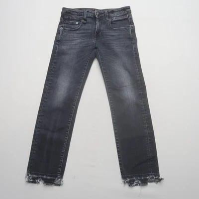 R13 Womens Boy Straight Jeans in Strummer Black Size 24 Low Rise Crop Italy - Image 1 of 4