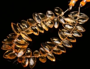 Natural Citrine Golden Gem 14x7 mm Size Faceted Marquise Beads 7.5" Strand - Picture 1 of 8