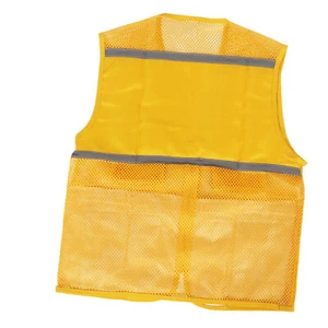 Volunteer Vest For Event Work Clothes W/ Multi Pockets Yellow Public Welfare Act - Picture 1 of 24