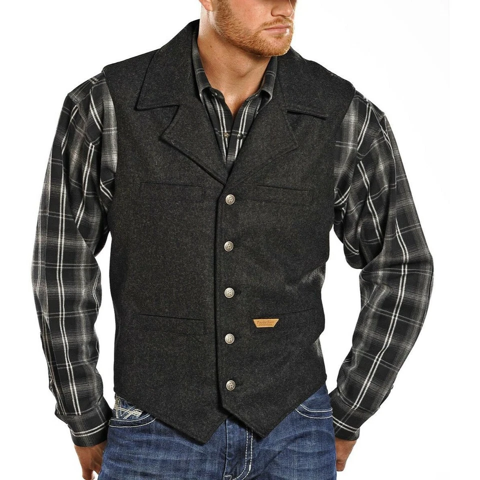 Powder River Outfitters Men's Black Wool Vest 98-1176-01 - Image 1 of 1