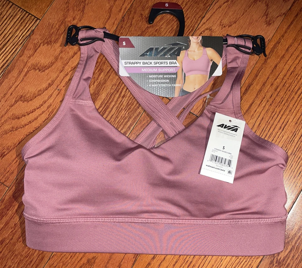 Avia Strappy Sports Bra In Mauve Pink Size S
