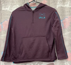 YOUTH UNDER ARMOUR 1/4 ZIP HOODIE SIZE SMALL-LOOSE/COUPE - Picture 1 of 9