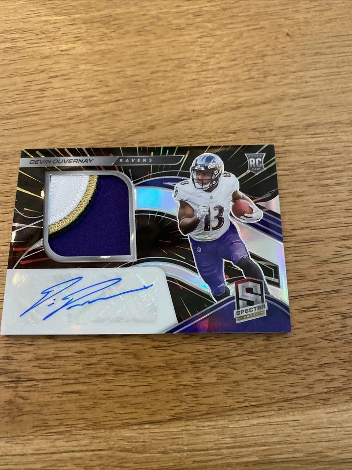 2020 Panini Spectra Devin Duvernay Prizm Patch Auto /75 - Image 1 of 2