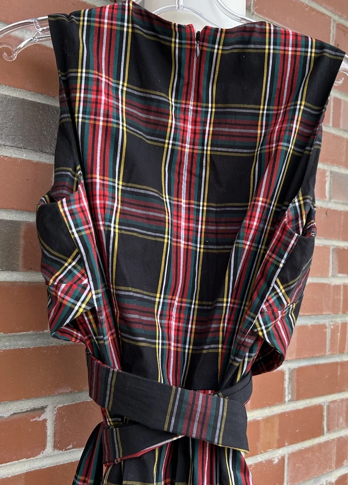 J экипажа Tartan клетку надежном платье 2-сторонний галстук пояс бант черный красный размер 6 $118 - Изображение 1 из 4