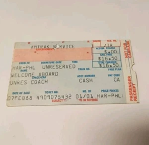 Amtrak Ticket Stub - Harrisburg to Philadelphia Feb. 7 1988       X4 - Picture 1 of 2