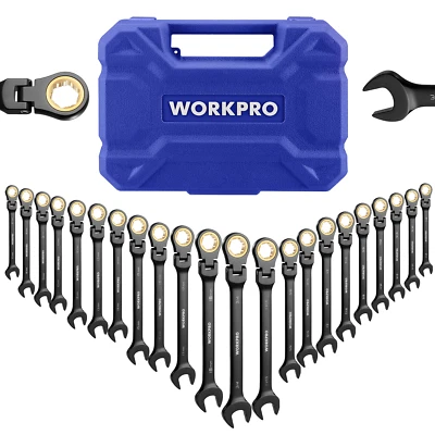 22-piece Ratcheting Wrench Set w/180° Flex Head, Anti-Slip Tooth w/Organizer Box - Image 1 of 4