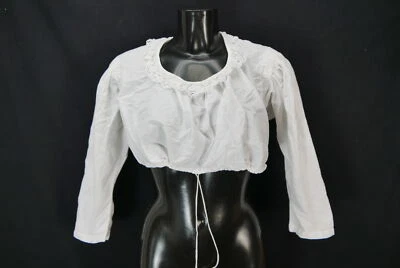 Gr.48 Dirndlbluse weiß Bluse für Dirndl Baumwolle mit Spitze B10614 - Bild 1 von 4