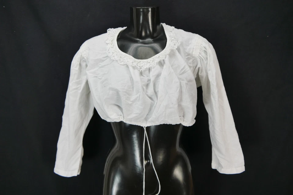 Gr.48 Dirndlbluse weiß Bluse für Dirndl Baumwolle mit Spitze B10614 - Bild 1 von 4