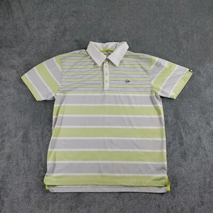 Dunlop Shirt Mens Large Measured Green Grey Striped Tennis Polo - Picture 1 of 11