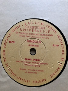 UNESCO GENEVA ARCHIVES HINDOUS BENARES INDIA ETHNOGRAPHIC 78 RPM CONSTAN BRAILOU - Picture 1 of 2