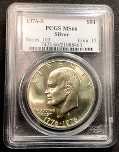 1976 S Eisenhower Silver Dollar PCGS MS66! Mint Set Only Issue! ENN Coins - Picture 1 of 2