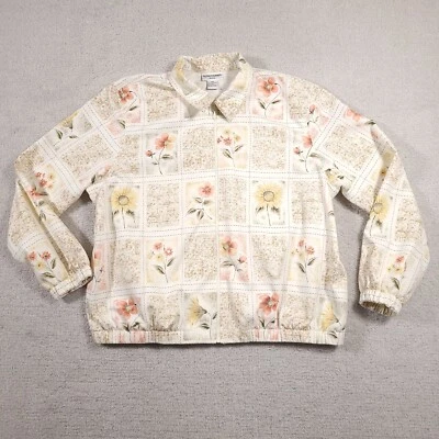 Vintage Alfred Dunner Jacket Women's 18P Petite Full Zip Grandma Floral Beaded - Image 1 of 4