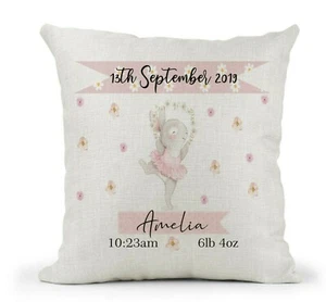 Cuscino coniglio ballerina personalizzato, regalo bambina, battesimo/nuovo bambino/camera da letto - Foto 1 di 4