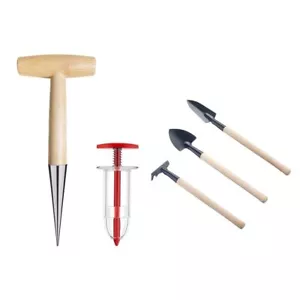 5 pieces garden tools set for gardening women weeding hoe rake spade greenhou... - Picture 1 of 6