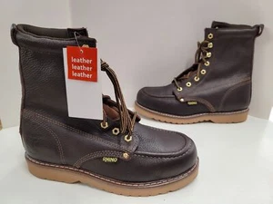 Botas de trabajo para hombre Rhino 82M28 cuero marrón 8" punta suave sin usar, puntera con cordones - Imagen 1 de 5