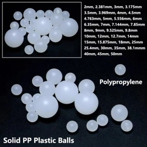 2mm to 50mm Precision Solid PP Plastic Balls Polypropylene Sealing Rolling Beads - Picture 1 of 14