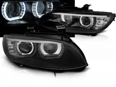 TUNING TEC Paire de feux phares BMW serie 3 E92 / E93 06-10 angel eyes LED 3D DRL noir