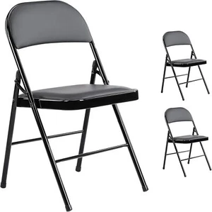 Commercial Party Heavy Duty Steel Folding Chair Black Steel Legs Prevent Slippin - Picture 1 of 33