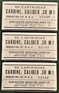 WINCHESTER REPETITING ARMS CO. M1 CARABINA SEGUNDA GUERRA MUNDIAL NUEVA RÉPLICA 50 CAJAS DE MUNICIÓN REDONDAS - Imagen 1 de 6