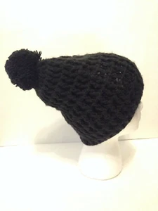 NEW FOX RACERS BLACK KNIT BEANIE HAT KAWAII FUNKY CUTE WINTER POM POM - Picture 1 of 3