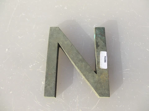 Antique Brass Shop Letter "N" Sign Old Plaque Name Victorian Initial 4.25"H Cover