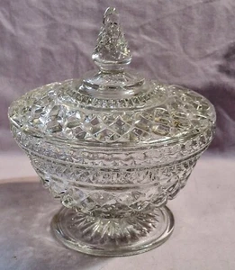 Vtg Anchor Hocking Clear Glass Wexford Candy Compote Diamond Pattern Dish in EUC - Picture 1 of 4
