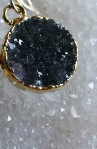 Agate Druzy Necklace Gold & Oxidized Sterling Silver - Picture 1 of 4