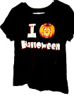 Damen-Halloween-T-Shirt 16-18 I love halloween mit Kürbissen und Spinnennetz